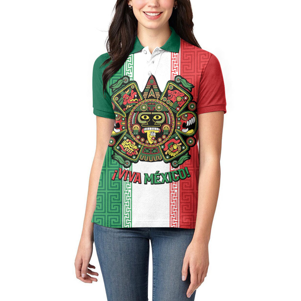Custom Mexico Aztec Eagle Heritage Women Polo Shirt iViva Mexico Canta y no llores