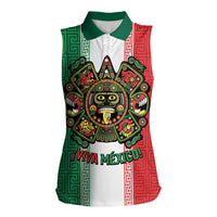Custom Mexico Aztec Eagle Heritage Women Sleeveless Polo Shirt iViva Mexico Canta y no llores