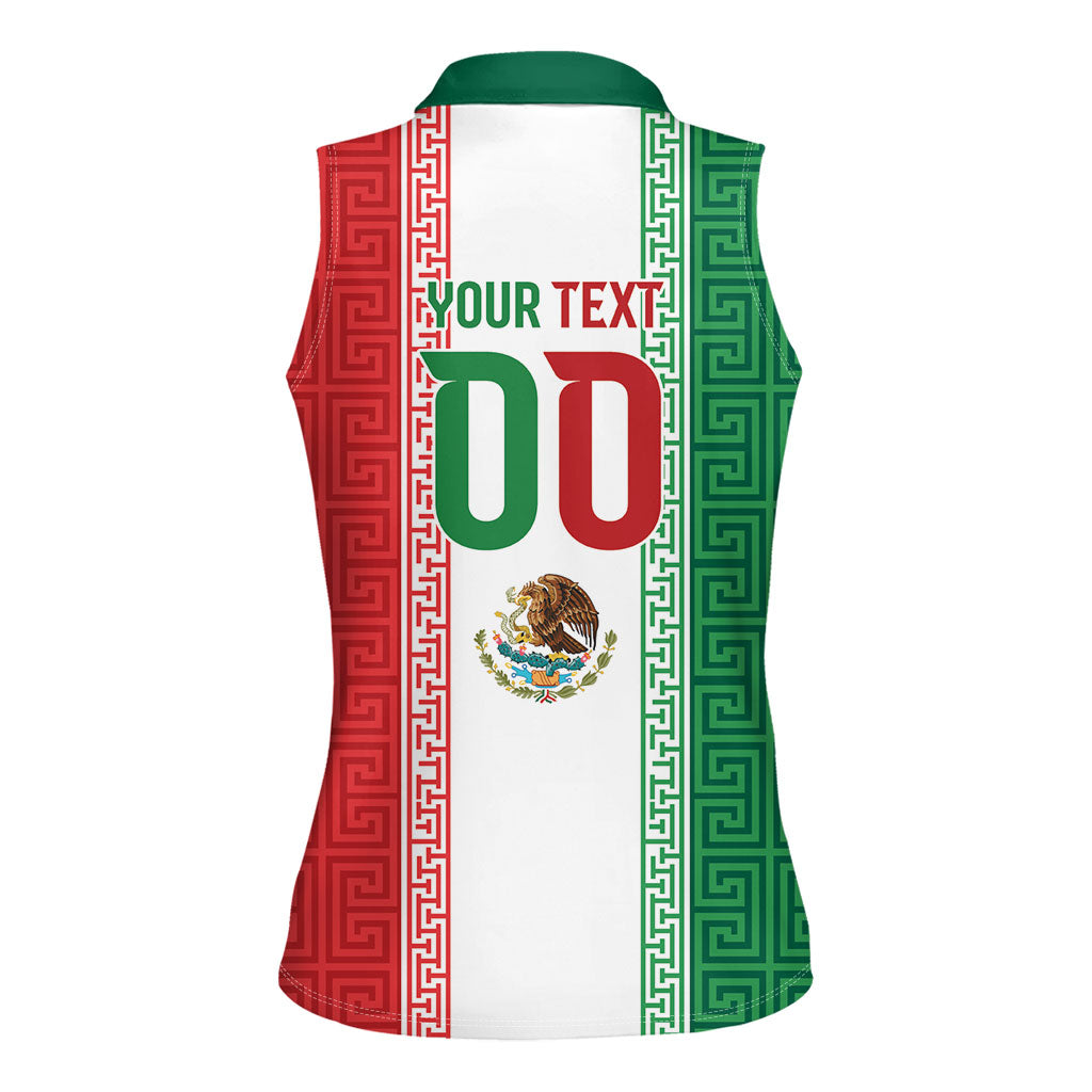 Custom Mexico Aztec Eagle Heritage Women Sleeveless Polo Shirt iViva Mexico Canta y no llores