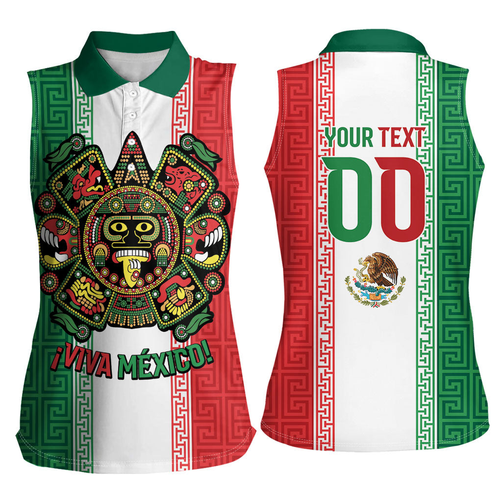 Custom Mexico Aztec Eagle Heritage Women Sleeveless Polo Shirt iViva Mexico Canta y no llores