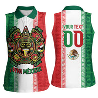 Custom Mexico Aztec Eagle Heritage Women Sleeveless Polo Shirt iViva Mexico Canta y no llores