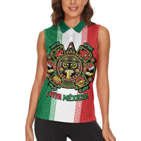 Custom Mexico Aztec Eagle Heritage Women Sleeveless Polo Shirt iViva Mexico Canta y no llores