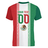 Custom Mexico Aztec Eagle Heritage Women V-Neck T-Shirt iViva Mexico Canta y no llores