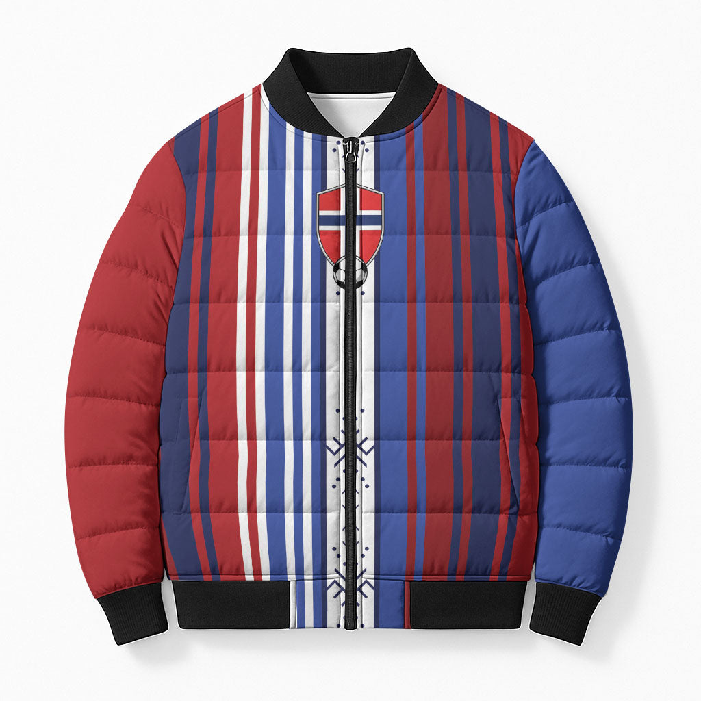 Custom Norway Nordic Heritage Bomber Puffer Jacket Retro Nordic Style Norwegian