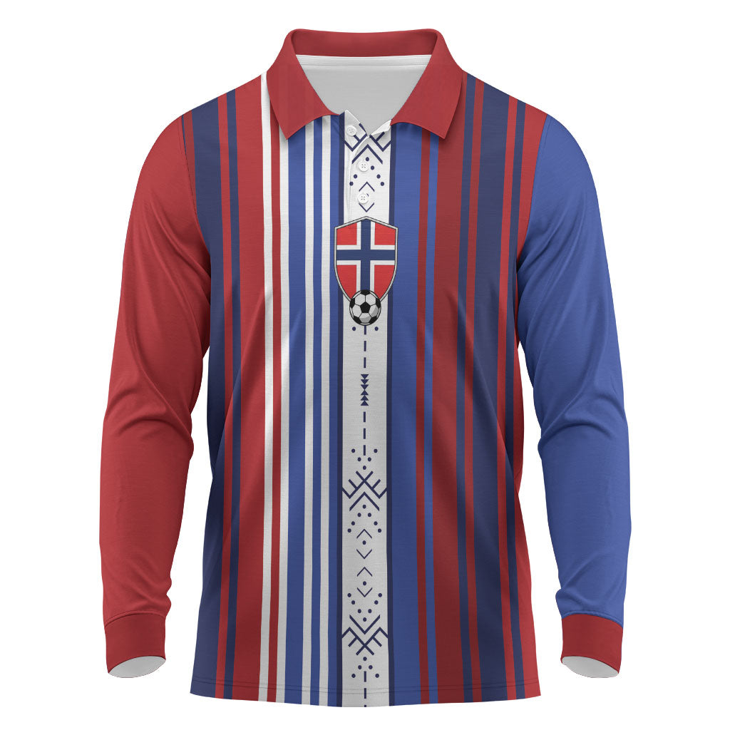 Custom Norway Nordic Heritage Long Sleeve Polo Shirt Retro Nordic Style Norwegian