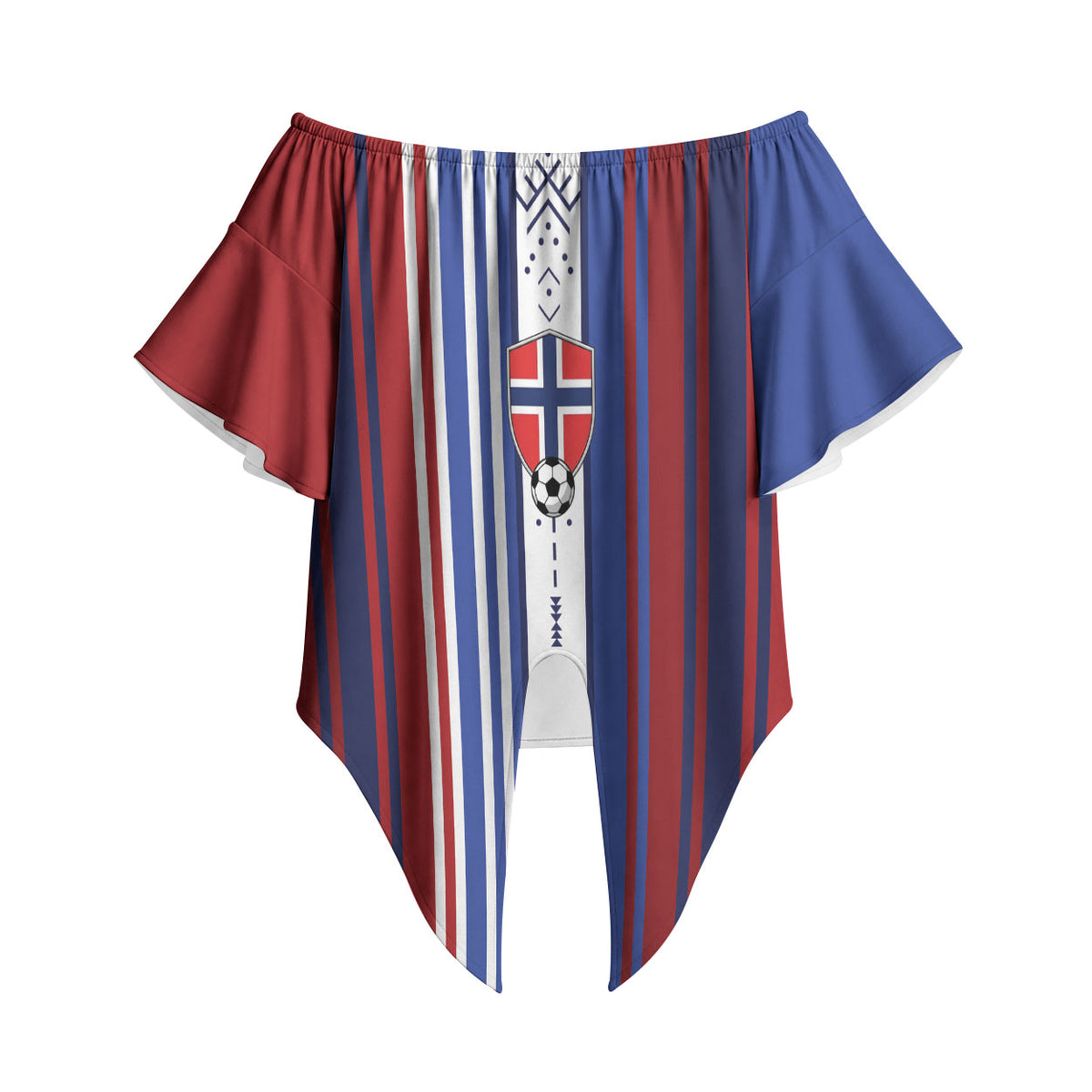 Custom Norway Nordic Heritage Off Shoulder Wrap Waist Top Retro Nordic Style Norwegian