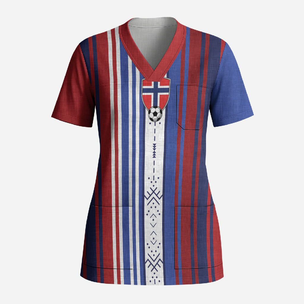 Custom Norway Nordic Heritage Scrub Top Retro Nordic Style Norwegian