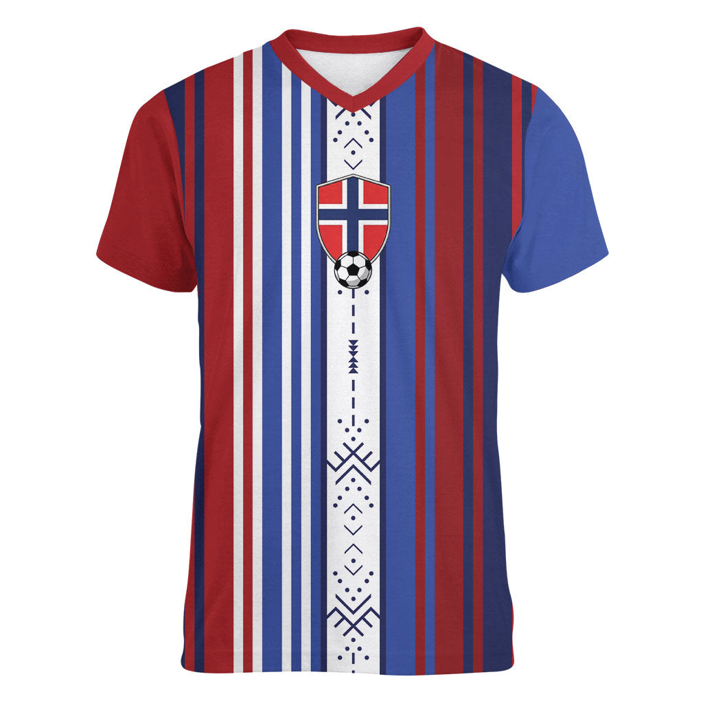 Custom Norway Nordic Heritage Women V-Neck T-Shirt Retro Nordic Style Norwegian