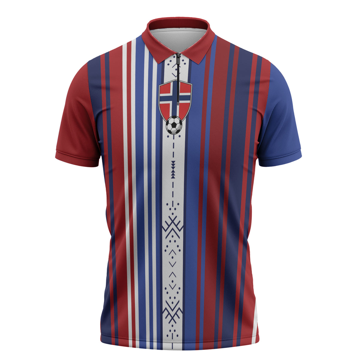 Custom Norway Nordic Heritage Zipper Polo Shirt Retro Nordic Style Norwegian