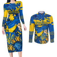 Ukraine Couples Matching Long Sleeve Bodycon Dress and Long Sleeve Button Shirts Glory To Ukraine 32nd Independence Anniversary LT9 - Wonder Print Shop