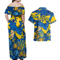 Ukraine Couples Matching Off Shoulder Maxi Dress and Hawaiian Shirt Glory To Ukraine 32nd Independence Anniversary LT9 - Wonder Print Shop