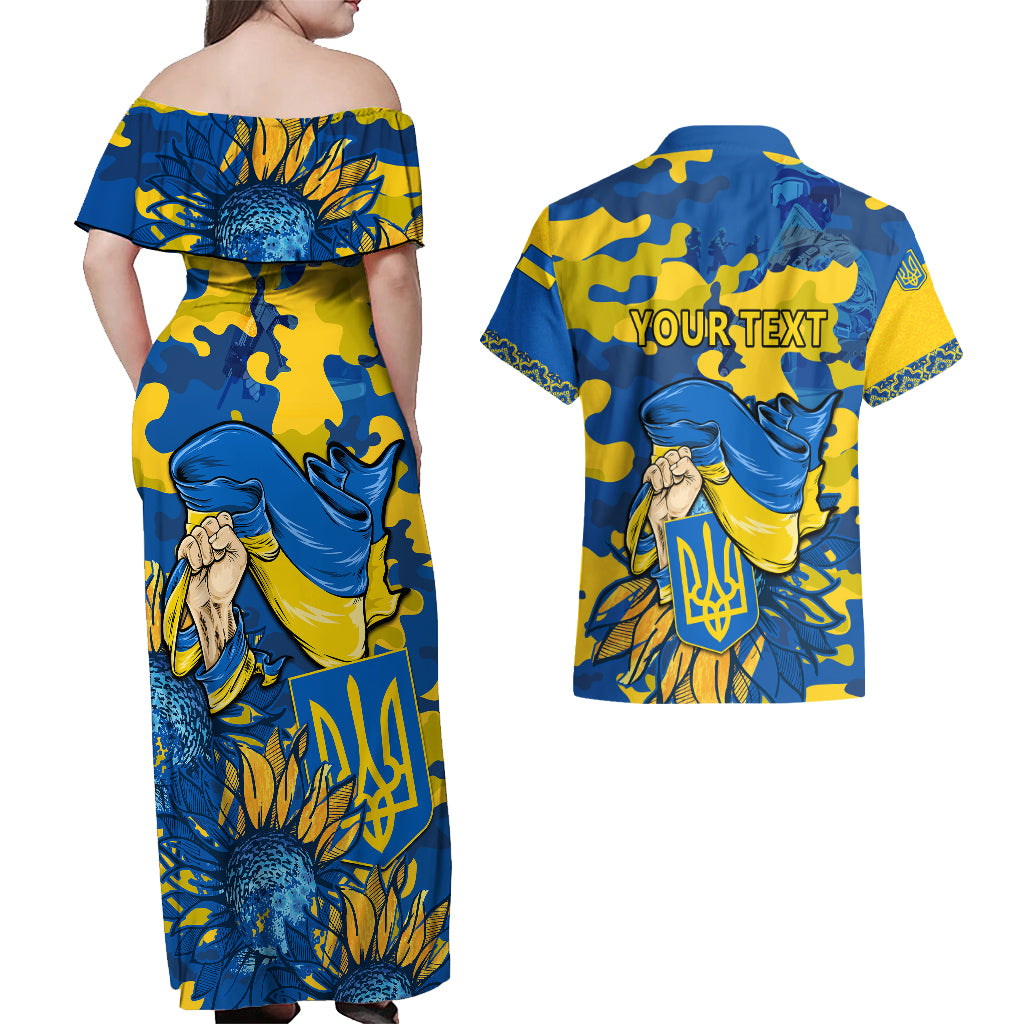 Personalised Ukraine Couples Matching Off Shoulder Maxi Dress and Hawaiian Shirt Glory To Ukraine 32nd Independence Anniversary LT9 - Wonder Print Shop