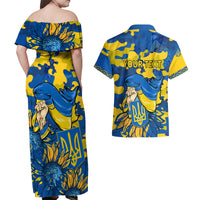 Personalised Ukraine Couples Matching Off Shoulder Maxi Dress and Hawaiian Shirt Glory To Ukraine 32nd Independence Anniversary LT9 - Wonder Print Shop
