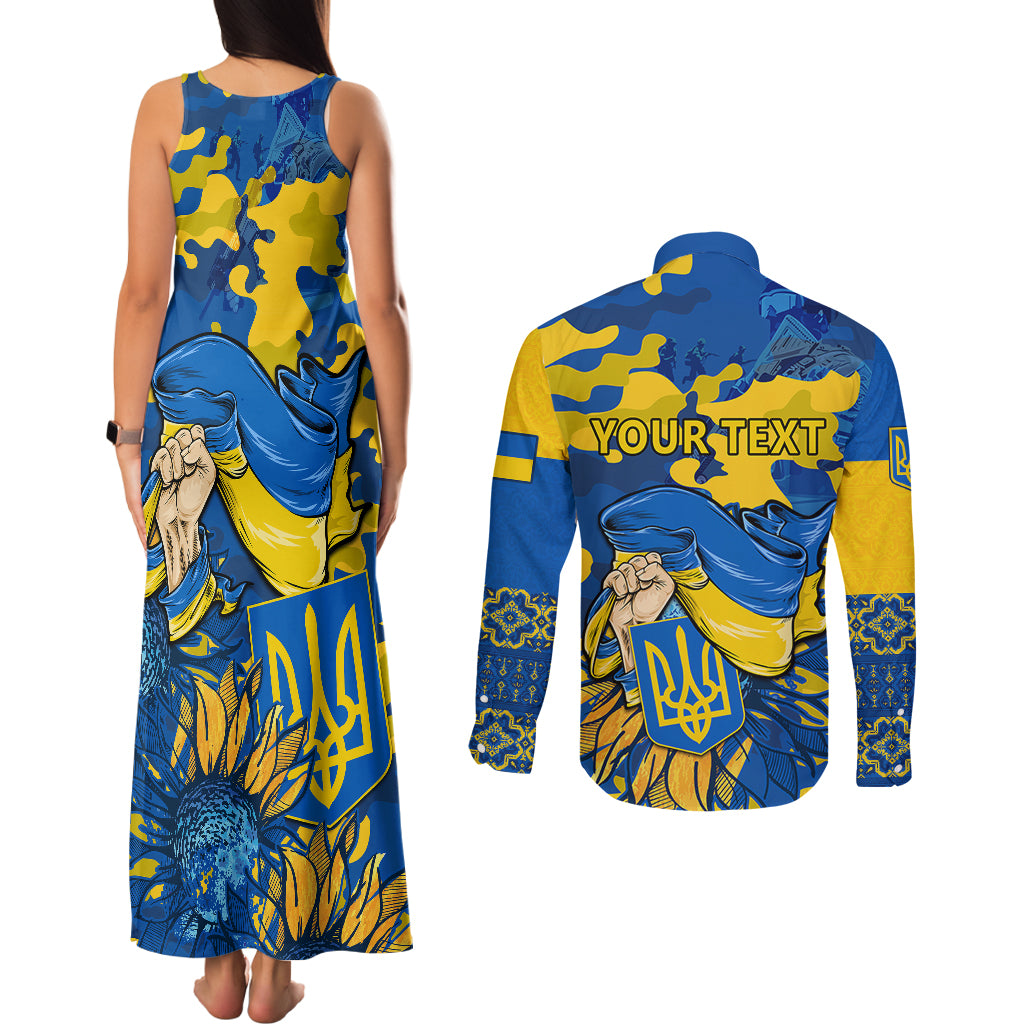 Personalised Ukraine Couples Matching Tank Maxi Dress and Long Sleeve Button Shirts Glory To Ukraine 32nd Independence Anniversary LT9 - Wonder Print Shop