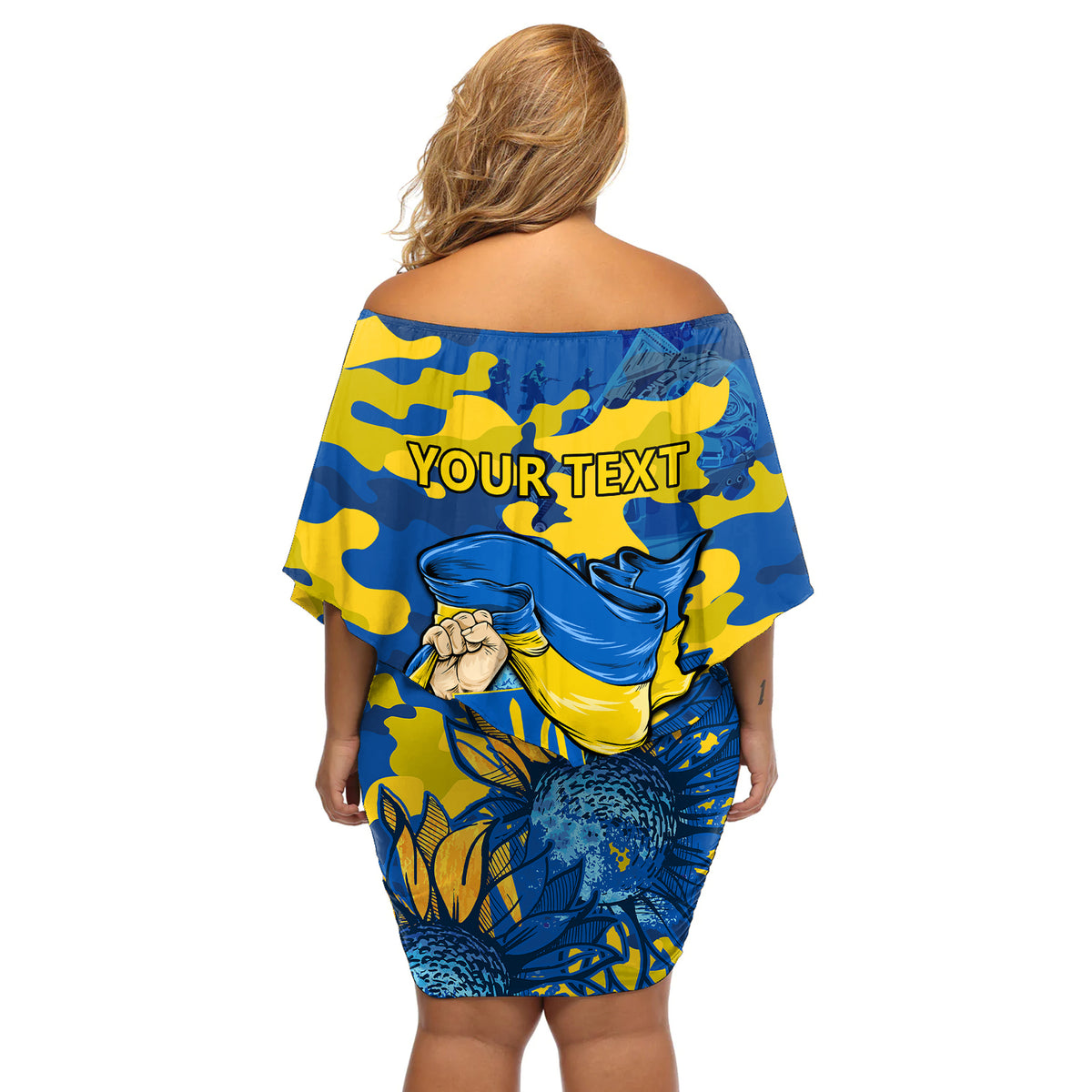 Personalised Ukraine Off Shoulder Short Dress Glory To Ukraine 32nd Independence Anniversary - Wonder Print Shop