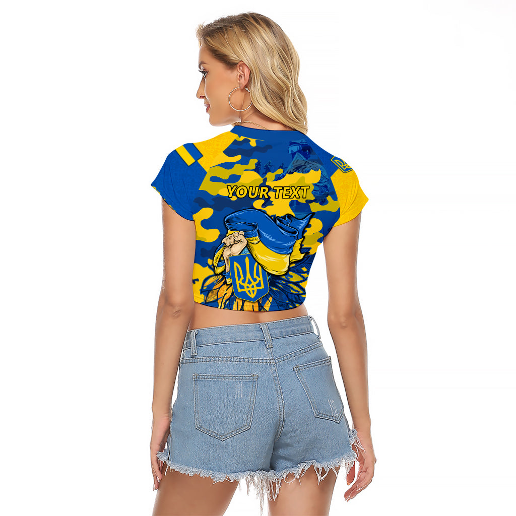 Personalised Ukraine Raglan Cropped T Shirt Glory To Ukraine 32nd Independence Anniversary - Wonder Print Shop