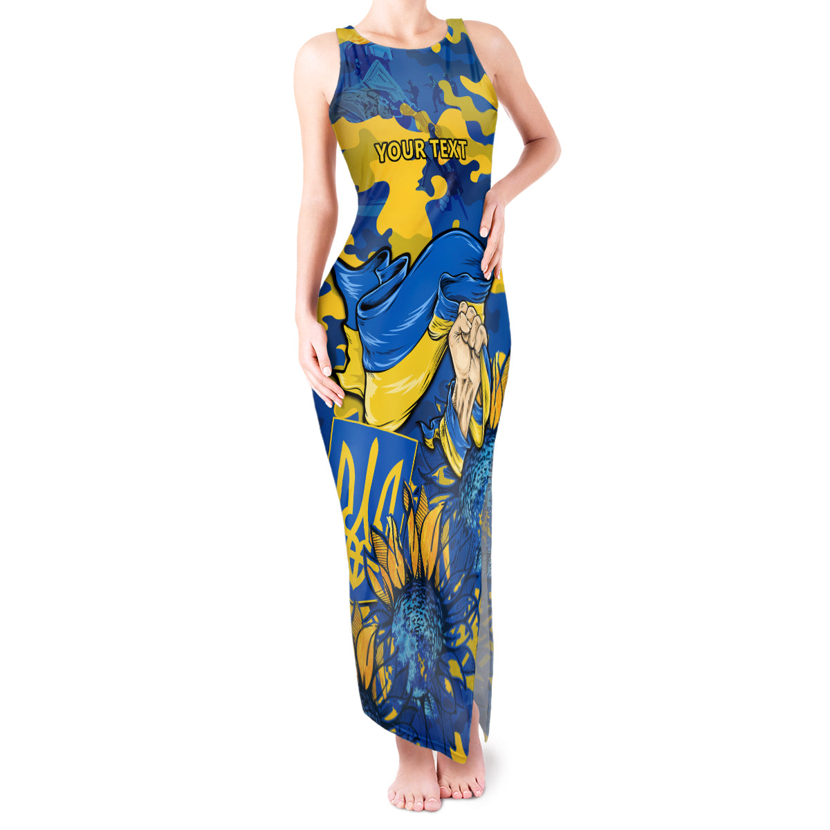 Personalised Ukraine Tank Maxi Dress Glory To Ukraine 32nd Independence Anniversary - Wonder Print Shop