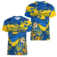 Personalised Ukraine Women V Neck T Shirt Glory To Ukraine 32nd Independence Anniversary - Wonder Print Shop
