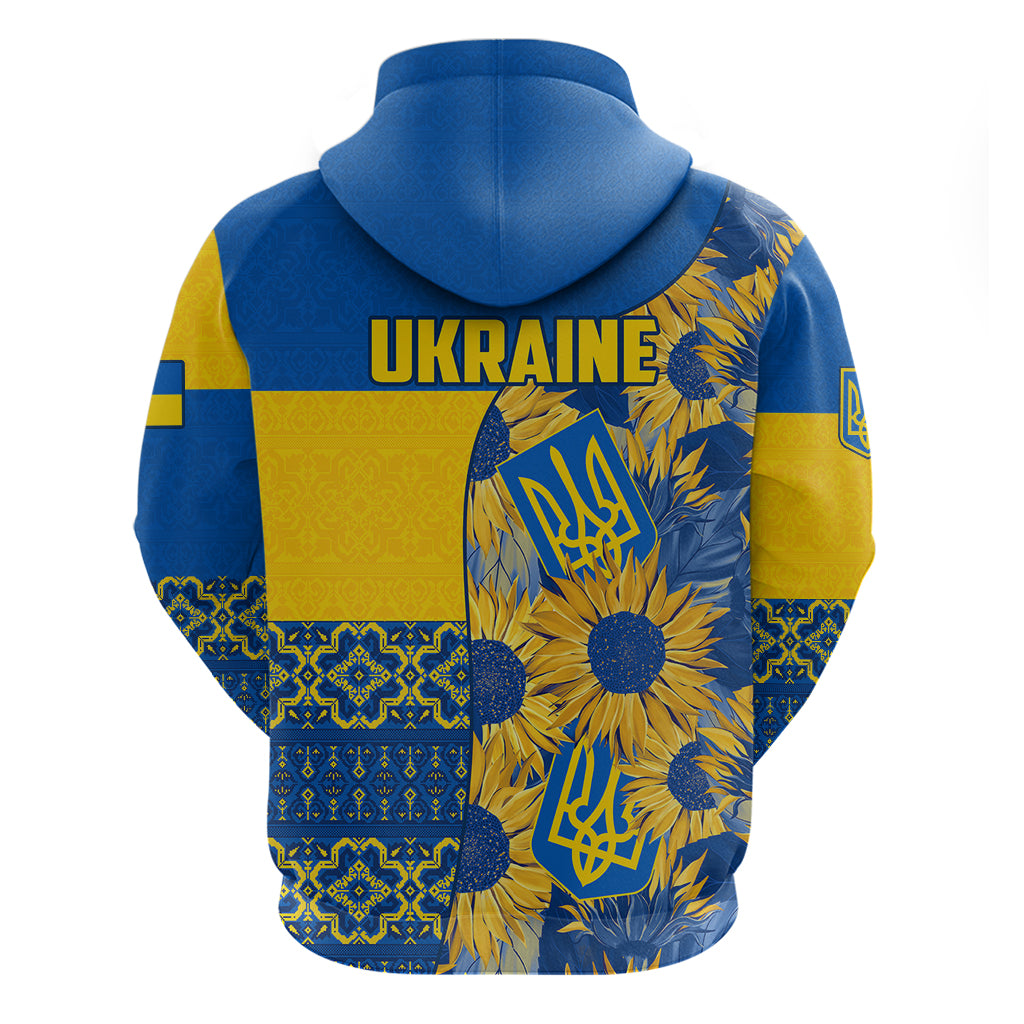 Ukraine Hoodie Ukrainian Coat of Arms and Folk Sunflower - Wonder Print Shop