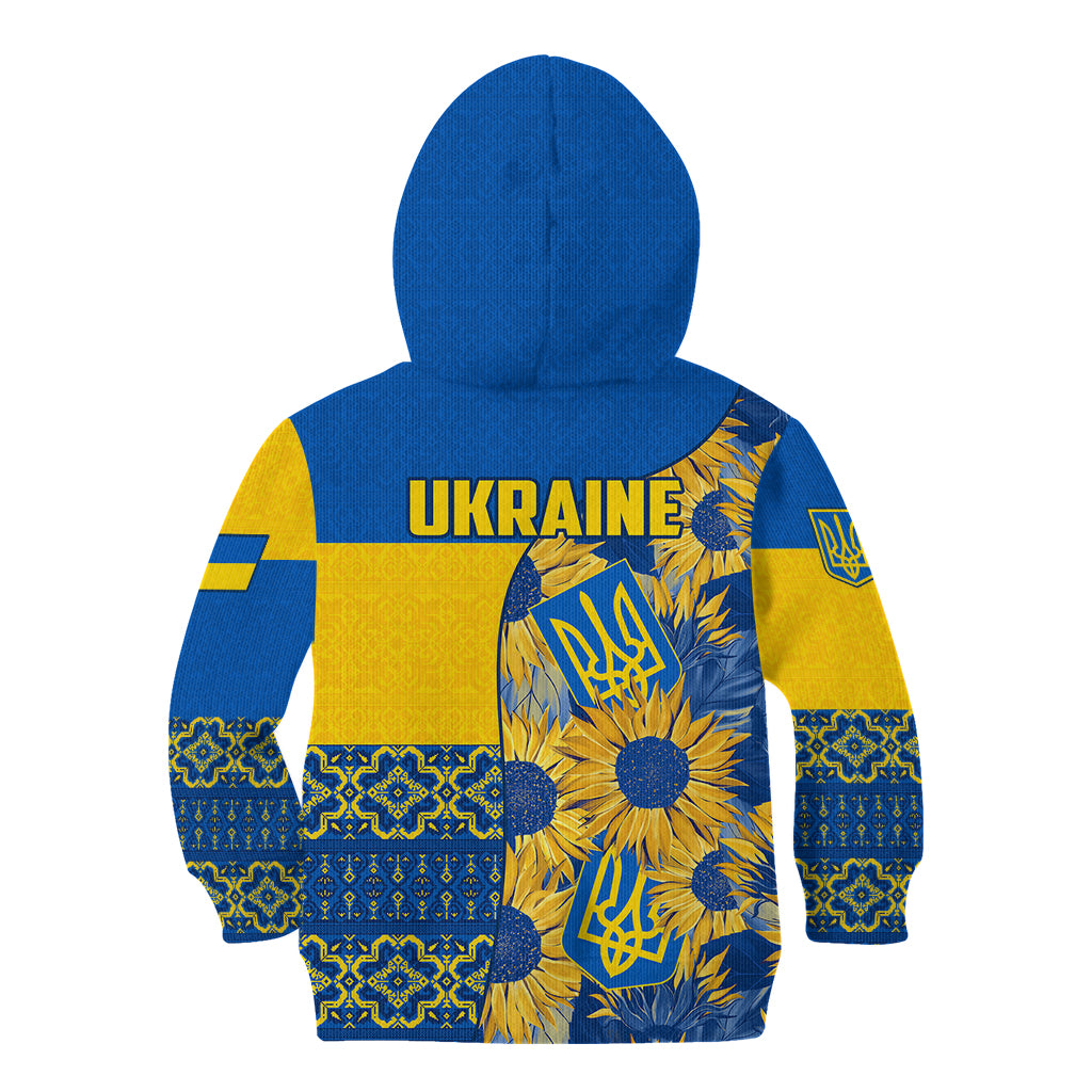 Ukraine Kid Hoodie Ukrainian Coat of Arms and Folk Sunflower - Wonder Print Shop