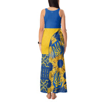 Ukraine Tank Maxi Dress Ukrainian Coat of Arms and Folk Sunflower - Wonder Print Shop