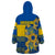 Ukraine Wearable Blanket Hoodie Ukrainian Coat of Arms and Folk Sunflower - Wonder Print Shop