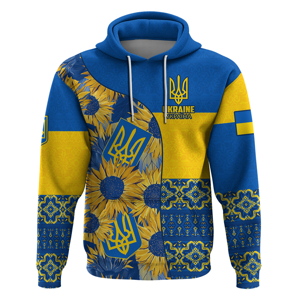personalised-ukraine-hoodie-ukrainian-coat-of-arms-and-folk-sunflower