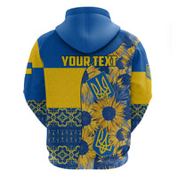 Personalised Ukraine Hoodie Ukrainian Coat of Arms and Folk Sunflower - Wonder Print Shop