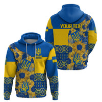 Personalised Ukraine Hoodie Ukrainian Coat of Arms and Folk Sunflower - Wonder Print Shop