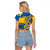 Personalised Ukraine Raglan Cropped T Shirt Ukrainian Coat of Arms and Folk Sunflower - Wonder Print Shop