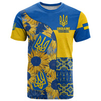 Personalised Ukraine T Shirt Ukrainian Coat of Arms and Folk Sunflower - Wonder Print Shop