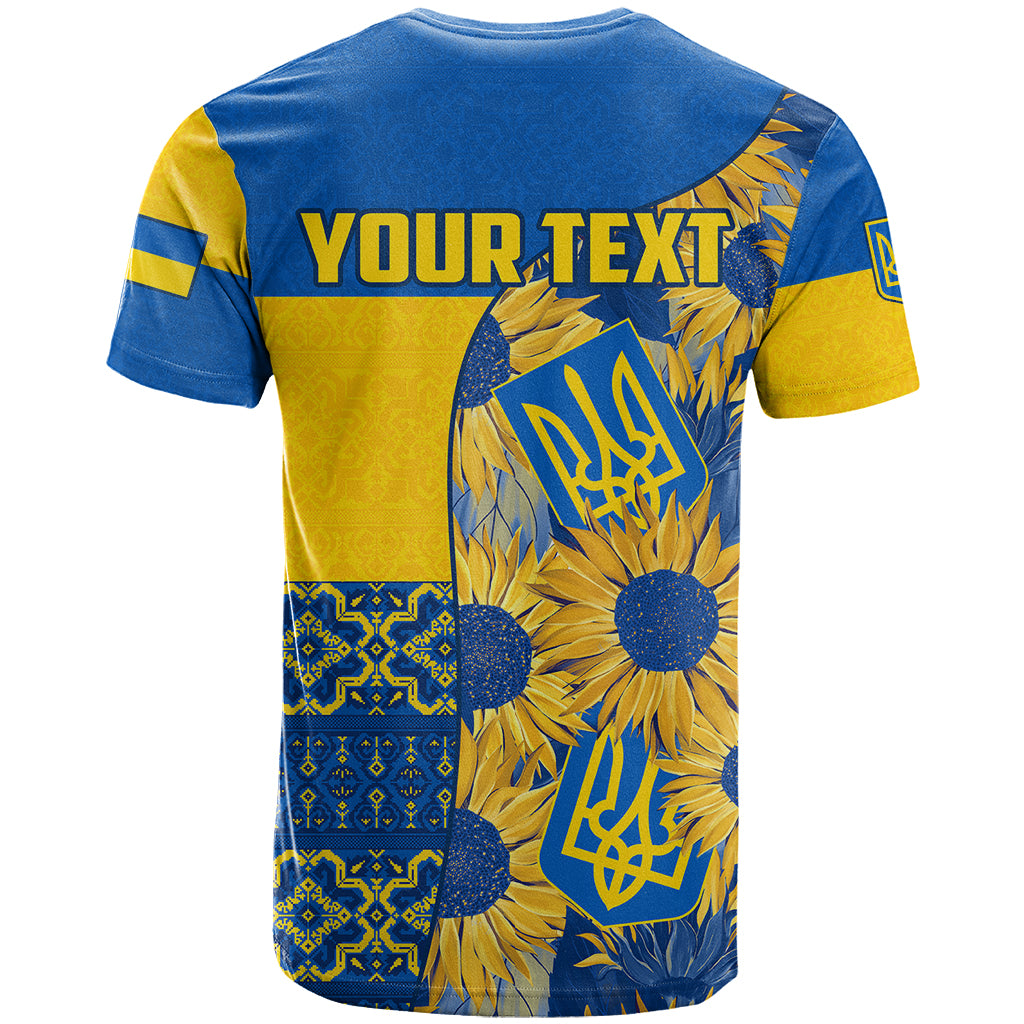 Personalised Ukraine T Shirt Ukrainian Coat of Arms and Folk Sunflower - Wonder Print Shop
