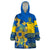 Personalised Ukraine Wearable Blanket Hoodie Ukrainian Coat of Arms and Folk Sunflower - Wonder Print Shop