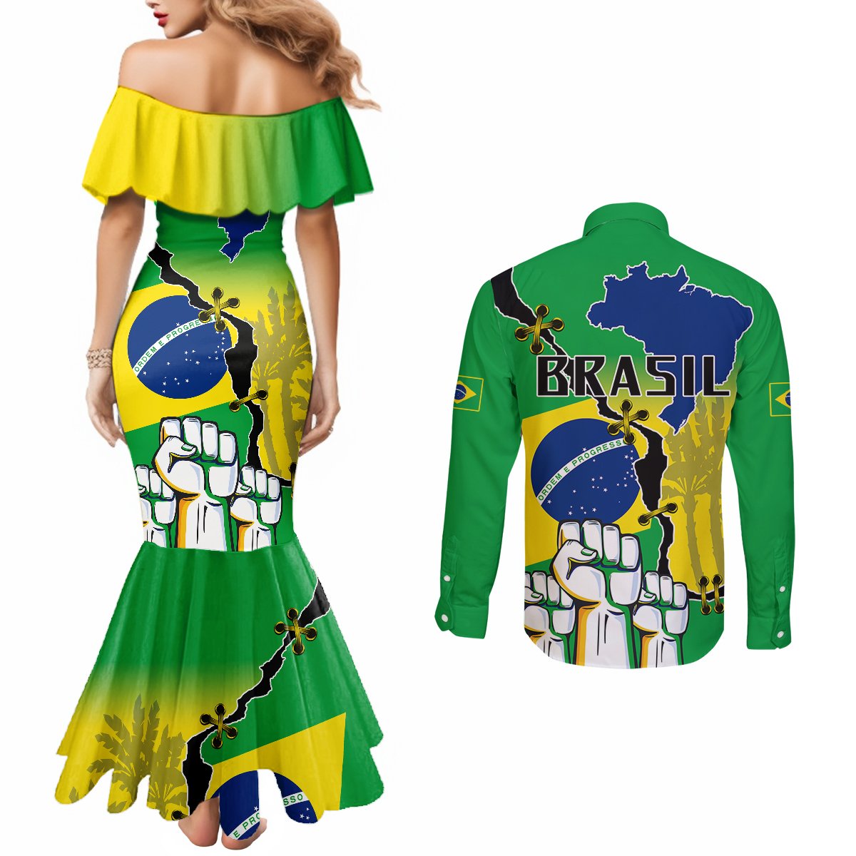 brasil-couples-matching-mermaid-dress-and-long-sleeve-button-shirts-feliz-dia-da-independencia