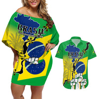 Brasil Couples Matching Off Shoulder Short Dress and Hawaiian Shirt Feliz Dia da Independencia LT9 - Wonder Print Shop