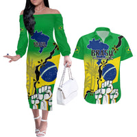 Brasil Couples Matching Off The Shoulder Long Sleeve Dress and Hawaiian Shirt Feliz Dia da Independencia LT9 - Wonder Print Shop