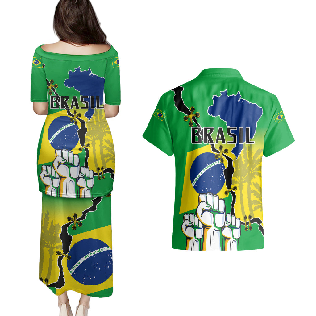 Brasil Couples Matching Puletasi Dress and Hawaiian Shirt Feliz Dia da Independencia LT9 - Wonder Print Shop