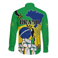 Brasil Long Sleeve Button Shirt Feliz Dia da Independencia - Wonder Print Shop