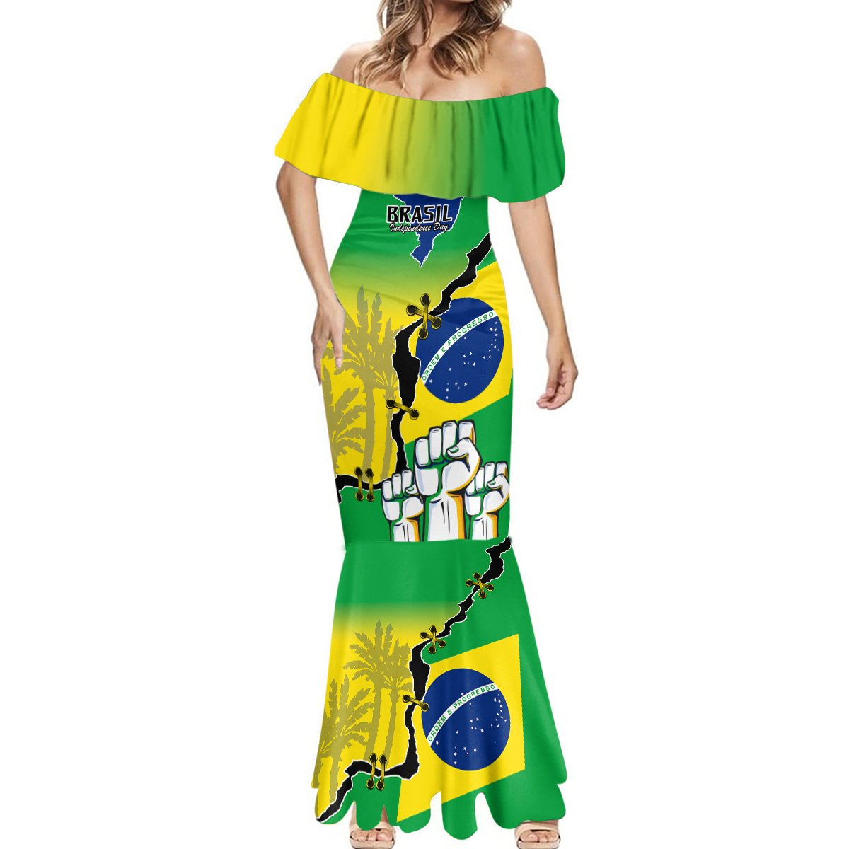 Brasil Mermaid Dress Feliz Dia da Independencia - Wonder Print Shop