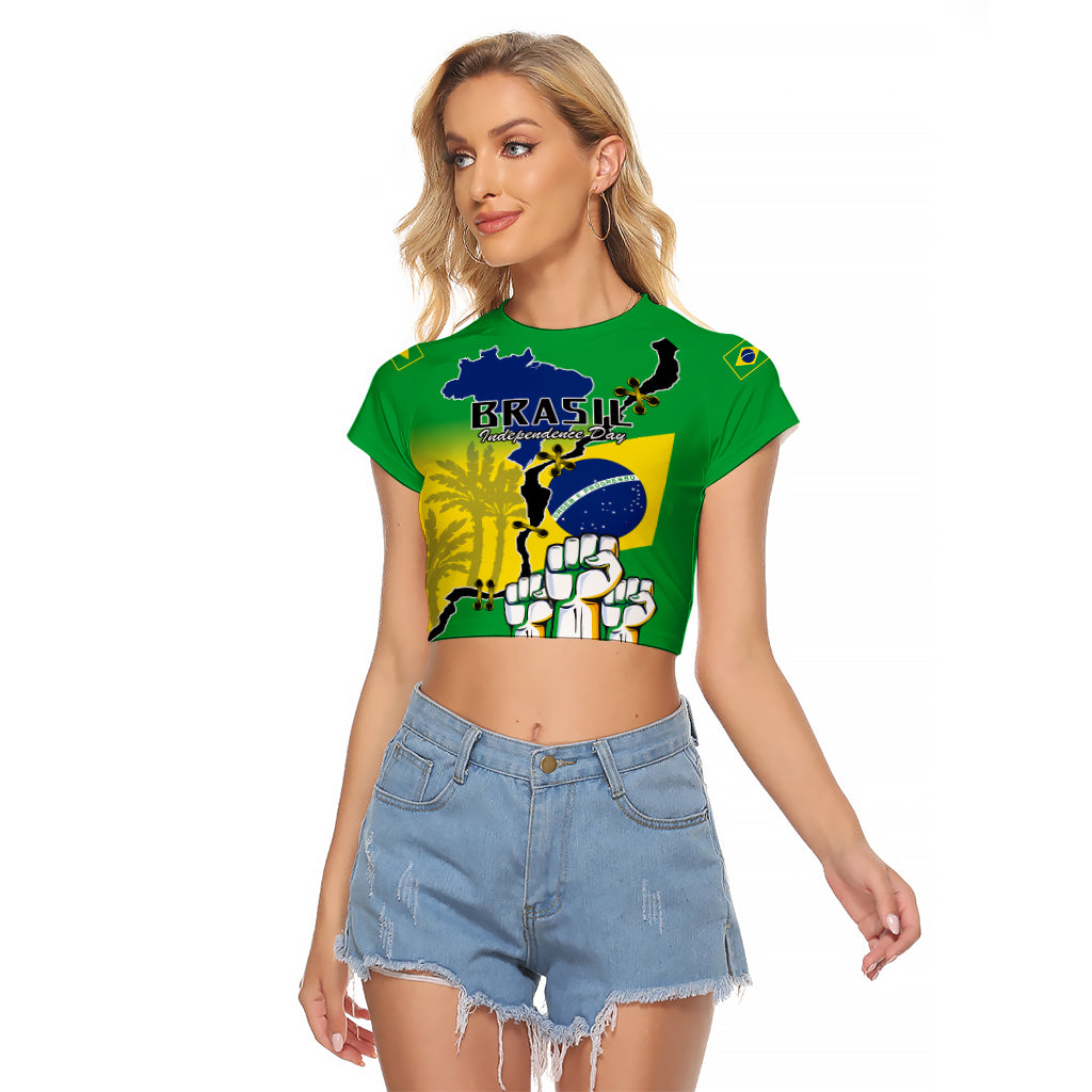 Brasil Raglan Cropped T Shirt Feliz Dia da Independencia - Wonder Print Shop