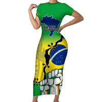 Brasil Short Sleeve Bodycon Dress Feliz Dia da Independencia - Wonder Print Shop