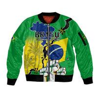 Brasil Sleeve Zip Bomber Jacket Feliz Dia da Independencia - Wonder Print Shop