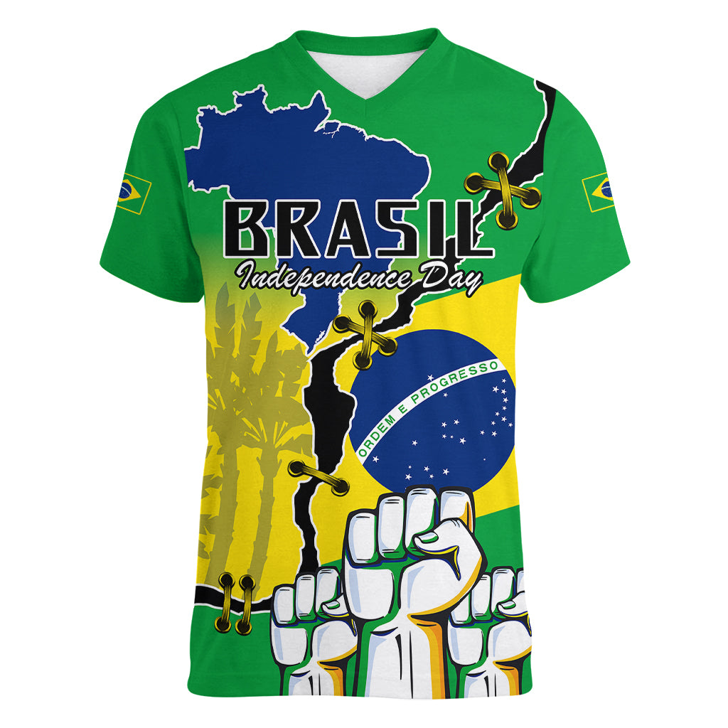 Brasil Women V Neck T Shirt Feliz Dia da Independencia - Wonder Print Shop