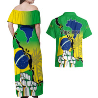 Personalised Brasil Couples Matching Off Shoulder Maxi Dress and Hawaiian Shirt Feliz Dia da Independencia LT9 - Wonder Print Shop