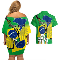 Personalised Brasil Couples Matching Off Shoulder Short Dress and Hawaiian Shirt Feliz Dia da Independencia LT9 - Wonder Print Shop