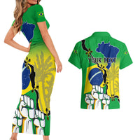 Personalised Brasil Couples Matching Short Sleeve Bodycon Dress and Hawaiian Shirt Feliz Dia da Independencia LT9 - Wonder Print Shop