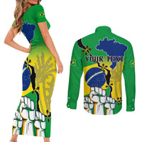 Personalised Brasil Couples Matching Short Sleeve Bodycon Dress and Long Sleeve Button Shirts Feliz Dia da Independencia LT9 - Wonder Print Shop