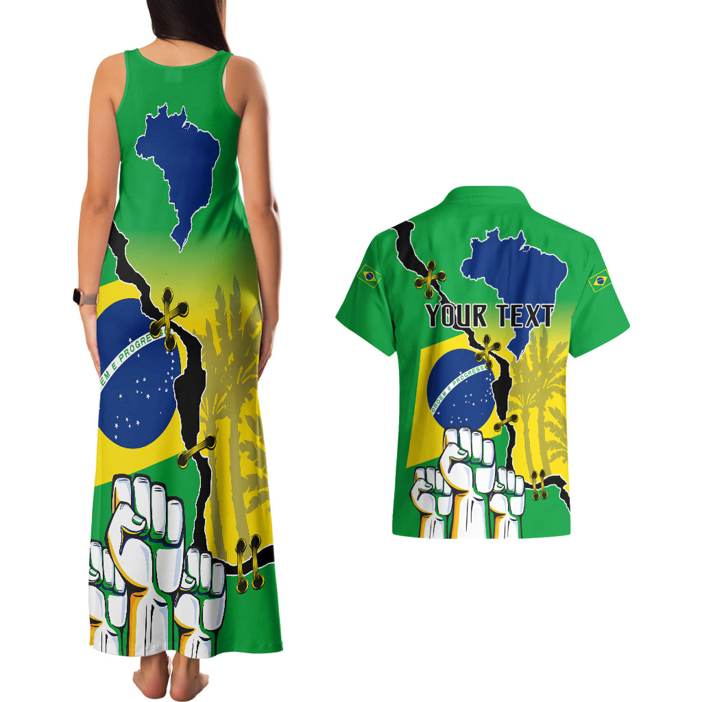 Personalised Brasil Couples Matching Tank Maxi Dress And Hawaiian Shirt Feliz Dia da Independencia LT9 - Wonder Print Shop
