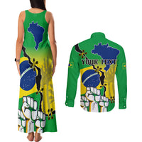 Personalised Brasil Couples Matching Tank Maxi Dress and Long Sleeve Button Shirts Feliz Dia da Independencia LT9 - Wonder Print Shop