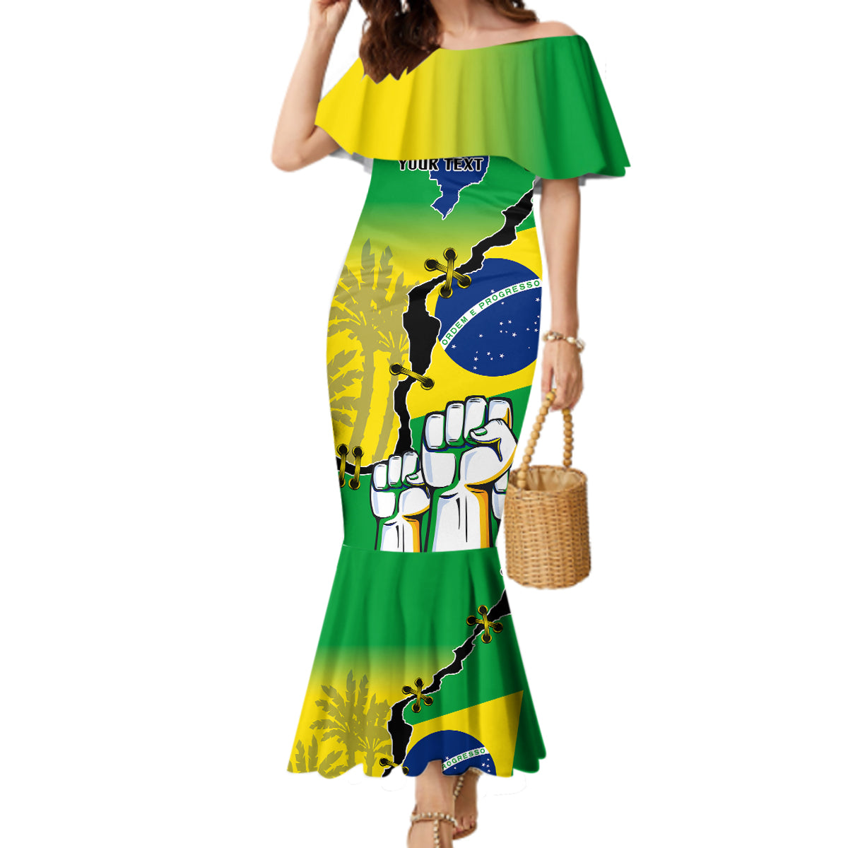Personalised Brasil Mermaid Dress Feliz Dia da Independencia - Wonder Print Shop